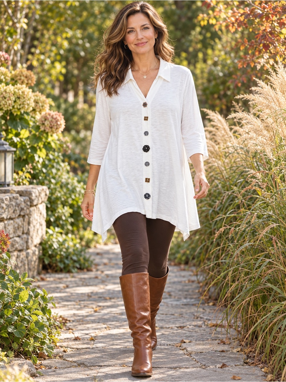 Soft Surroundings White Cotton Handkerchief Hem Tunic Blouse L NWOT